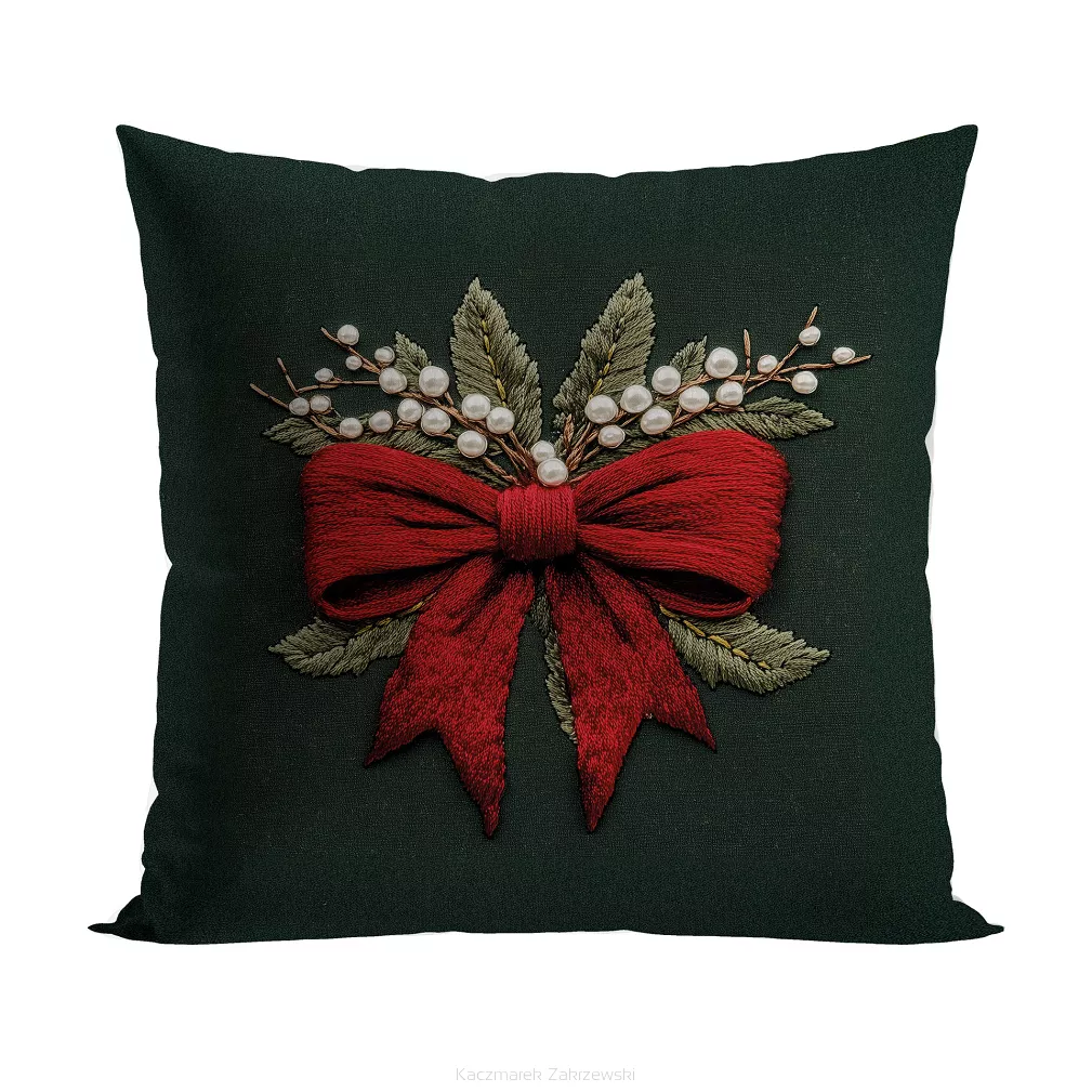 KOKARDA Z EFEKTEM WYSZYWANIA Poszewka dekoracyjna VELVET 40x40cm kolor 002 zielony PBN364/POP/002/04