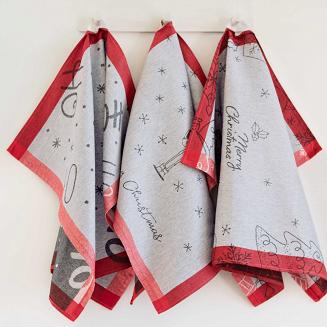 Komplet ścierek kuchennych świąteczny ZWOLTEX Ho Ho Ho szary czerwony