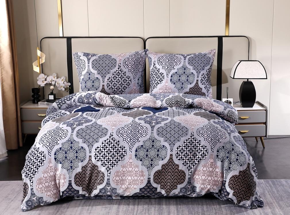 Pościel polarowa 160x200 welur wielokolorowa wzorzyste ornamenty