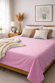 Prześcieradło bawełniane bez gumki 220x240 noris jasnoróżowe