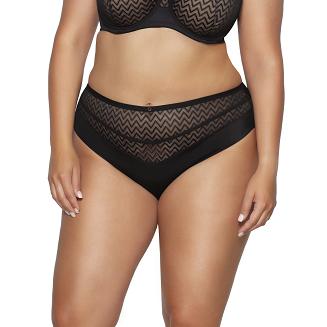 Brazyliany damskie z tiulową wstawką w zygzaki AV 2102 czarne