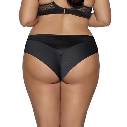 Brazyliany damskie z tiulową wstawką w zygzaki AV 2102 czarne