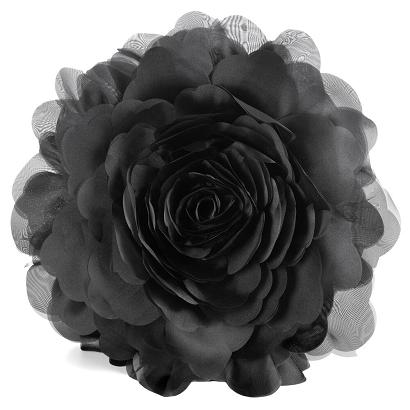 Poszewka dekoracyjna FLORES6 40 Eurofirany czarna szyfonowy kwiat 3D