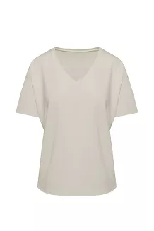 Bluzka damska z krótkim rękawem oversize PATTY taupe