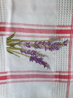 Ścierka kuchenna 45x65 wzór lawenda kratka czerwona