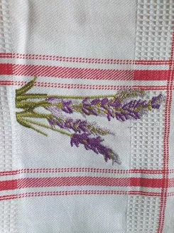 Ścierka kuchenna 45x65 wzór lawenda kratka czerwona