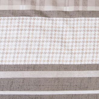 Pościel bawełniana COTTONLOVE 140x200 beżowa brązowa dekoracyjne pasy i krata