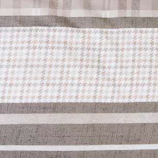 Pościel bawełniana COTTONLOVE 140x200 beżowa brązowa dekoracyjne pasy i krata