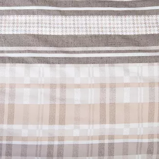 Pościel bawełniana COTTONLOVE 140x200 beżowa brązowa dekoracyjne pasy i krata