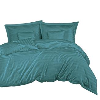 Pościel satyna bambusowo-bawełniana (P) STRIPE SEA TURQUOISE/220x200 +2x70x80 z listwą +4x40x40 BAMB