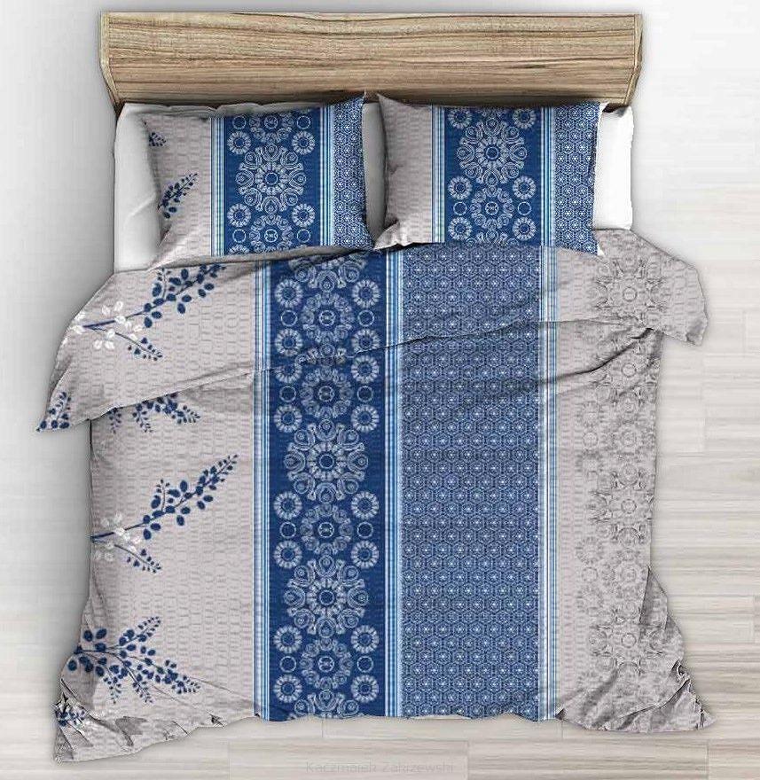 Pościel z kory 140x200 granatowe szare pionowe pasy