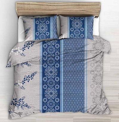 Pościel z kory 140x200 granatowe szare pionowe pasy