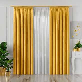 Zasłona gotowa na taśmie VELVI 140x250 żółta