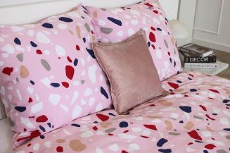Pościel bawełniana LASTRYKO 140x200 różowa wielokolorowa płytki lastrykowe