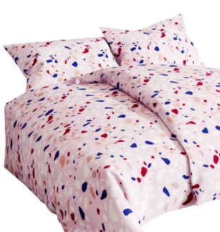 Pościel bawełniana LASTRYKO 140x200 różowa wielokolorowa płytki lastrykowe
