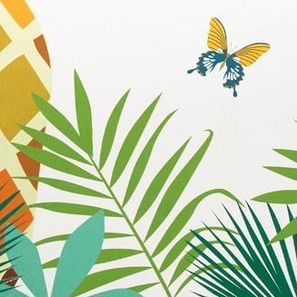 Ręcznik plażowy TROPICAL 80x160 liście + motyle