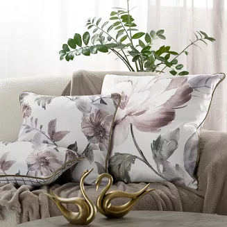 Poszewka dekoracyjna ROSALIA 60x60 Eurofirany biała z motywem roślinnym