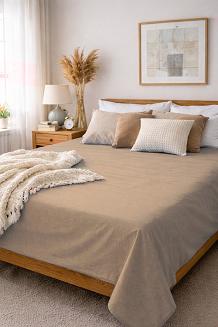 Prześcieradło bawełniane bez gumki 140x200 noris ciemnobeżowe