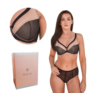 Biustonosz Semi-Soft Kim 1211 półusztywniany czarno-beżowy