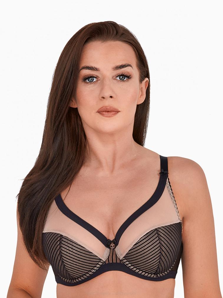 Biustonosz Semi-Soft Kim 1211 półusztywniany czarno-beżowy