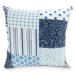 Poszewka z kory 40x40 wzór granatowa morska kratka patchwork