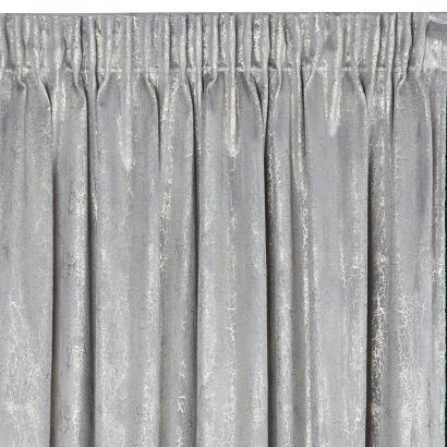 Zasłona gotowa na taśmie INGRID 140x270 Eurofirany welwetowa stalowa szampański marmurek