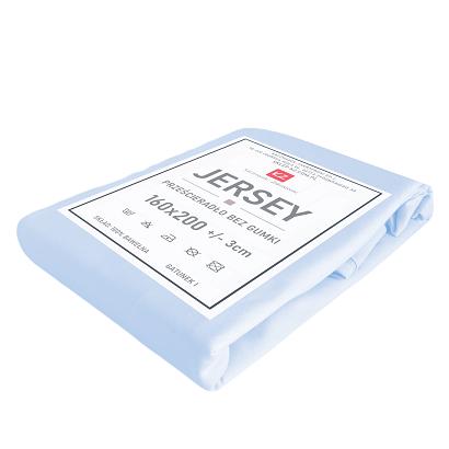 Prześcieradło jersey bez gumki 160x200 jasnoniebieskie