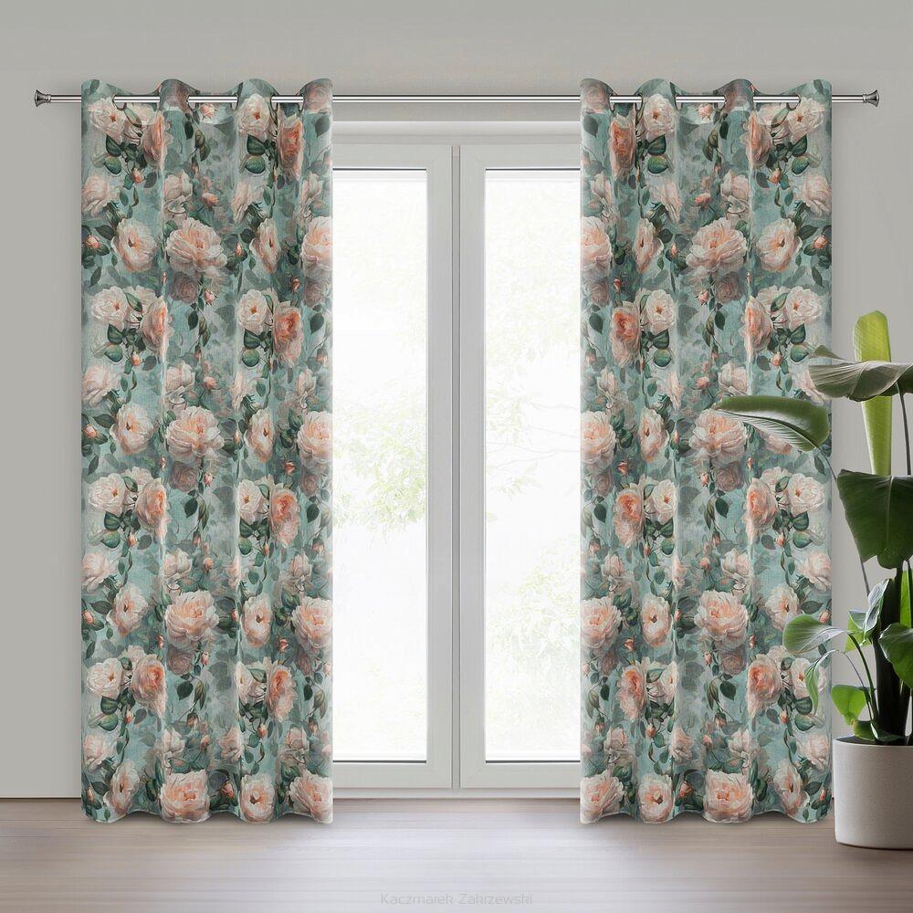 Zasłona gotowa na przelotkach INKA 140x250 Eurofirany miętowy