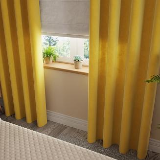 Zasłona gotowa na przelotkach VELVI 140x250 żółta