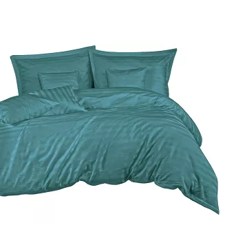 Pościel satyna bambusowo-bawełniana STRIPE SEA TURQUOISE 180x200 Darymex jednokolorowa turkusowa
