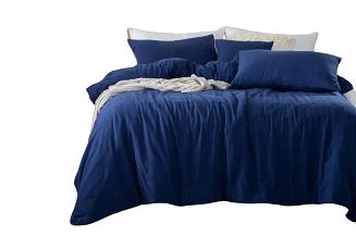 Narzuta dekoracyjna fakturowana Dotta 240x260 szafirowa z haftem kropek