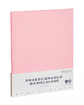 Prześcieradło bawełniane bez gumki SIMPLY 140x200 pudrowe