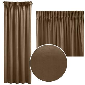Zasłona gotowa na taśmie SIBEL 140x270 Eurofirany brązowa