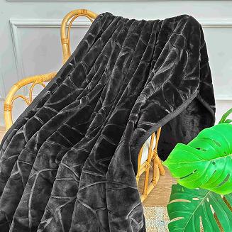 Koc akrylowy na fotel tłoczony LIV 80x160 gruby ciepły czarny