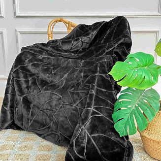 Koc akrylowy na fotel tłoczony LIV 80x160 gruby ciepły czarny