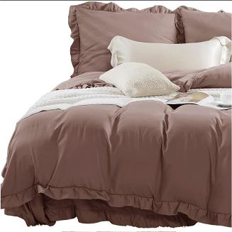 Pościel Ruffy 200x220 brązowa z falbanką