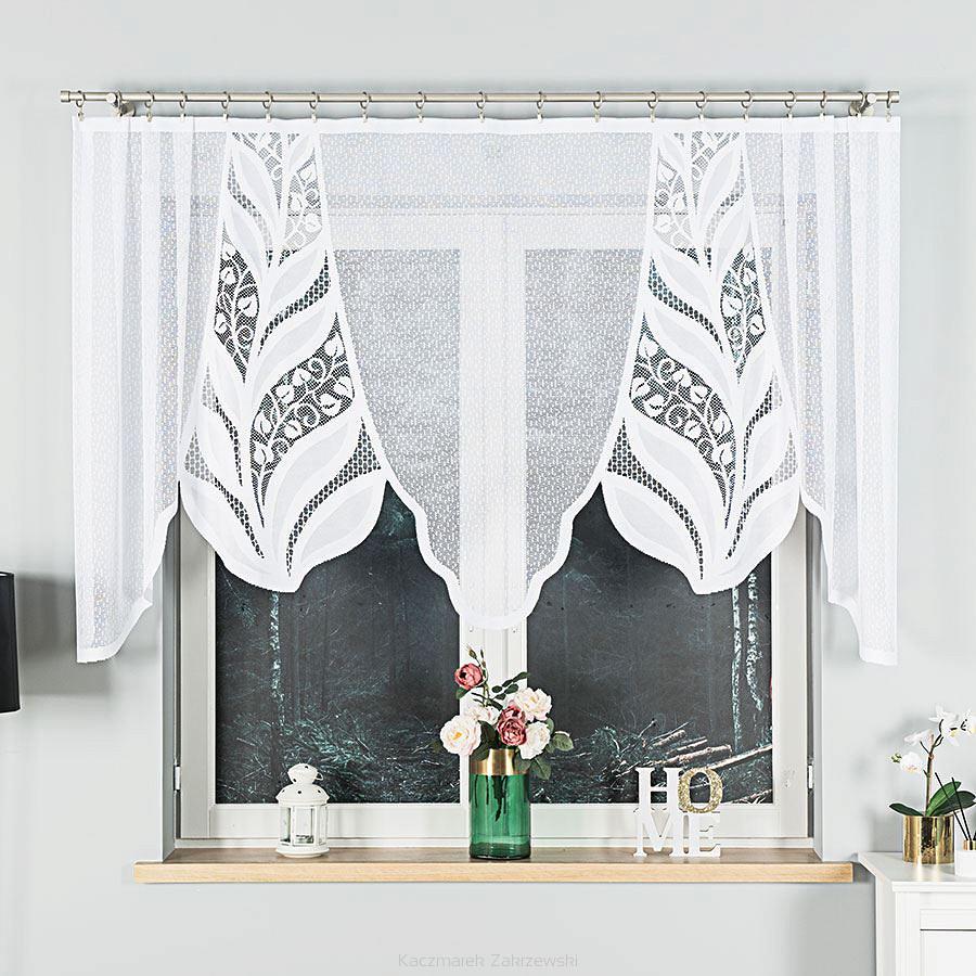 Firanka żakardowa gotowa na żabki MELANIA 250x120 biała