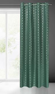 Zasłona gotowa na przelotkach CUBE 140x250 Eurofirany ciemny zielony/srebrny