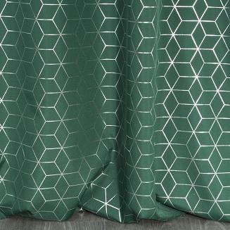 Zasłona gotowa na przelotkach CUBE 140x250 Eurofirany ciemny zielony/srebrny