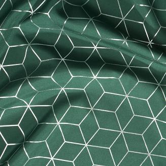 Zasłona gotowa na przelotkach CUBE 140x250 Eurofirany ciemny zielony/srebrny