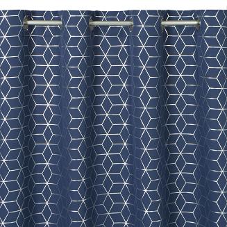 Zasłona gotowa na przelotkach CUBE 140x250 Eurofirany granatowy/srebrny