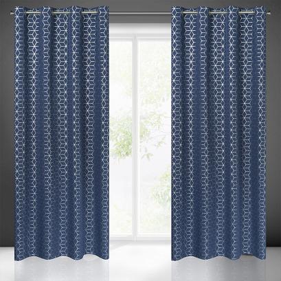 Zasłona gotowa na przelotkach CUBE 140x250 Eurofirany granatowy/srebrny