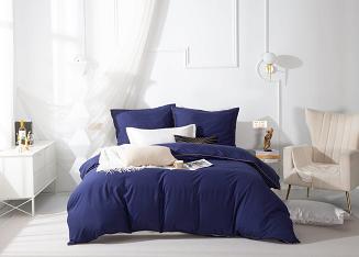 Pościel Queen 140x200 granatowa ze złotą lamówką bizą