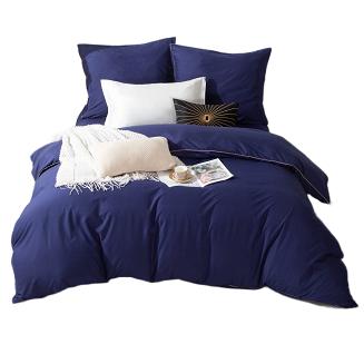 Pościel Queen 140x200 granatowa ze złotą lamówką bizą