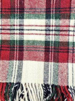 Koc wełniany z frędzlami 160x200 szkocka kratka