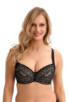 Biustonosz z koronką Full Cup Rebeka 041 usztywniany czarny