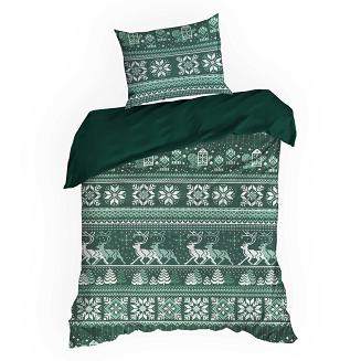 Komplet pościeli świąteczny POS 160x200 Eurofirany ciemnozielony