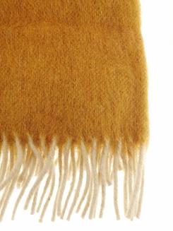 Koc wełniany jednobarwny z frędzlami miodowy