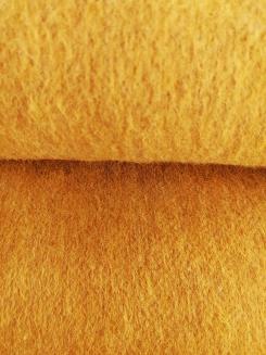 Koc wełniany jednobarwny z frędzlami miodowy