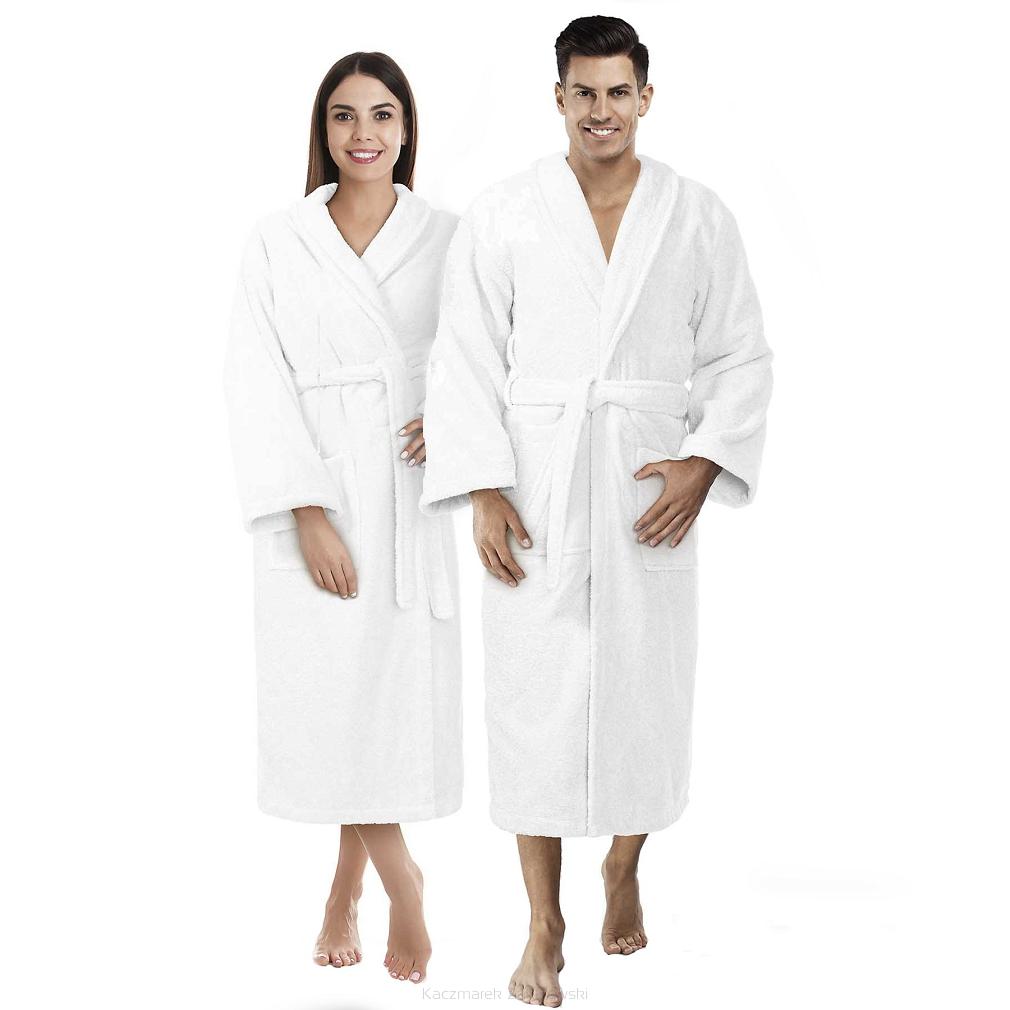 Szlafrok hotelowy damski męski uniseks frotte wiązany biały